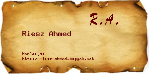 Riesz Ahmed névjegykártya